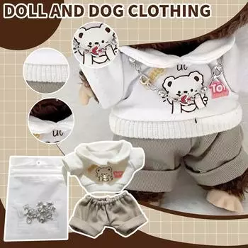 Комплект одежды для кукол 17 см, аксессуары для кукол, топ с сердечками, шарф, шапка, без кукол One Size