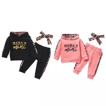 Комплект одежды для маленьких девочек: толстовка с длинными рукавами и леопардовыми штанами; комплект одежды для маленьких девочек 70