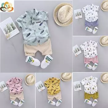 Комплект одежды для маленьких мальчиков с поясом от 1 до 4 лет, футболка с героями мультфильмов, топы + шорты, летние наряды 90