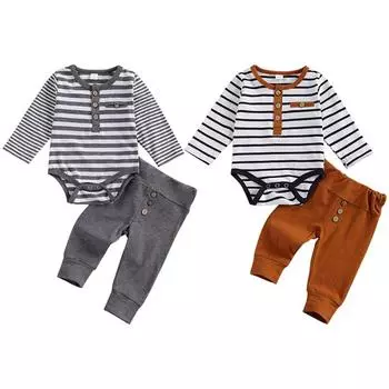 Комплект одежды для малышей, полосатый комбинезон, топ и штаны, 2 шт. 80