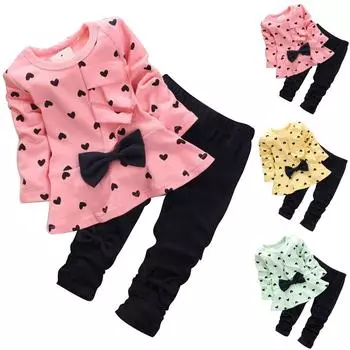 Комплект одежды для новорожденных девочек и мальчиков, свободная футболка с принтом и штаны 100 зелёный