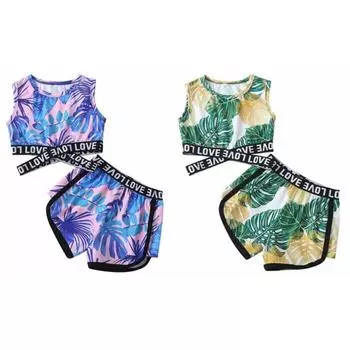 Комплект одежды для новорожденных из 2 предметов, футболка с короткими рукавами и цветочным принтом + повседневные короткие штаны, детская одежда, наряды для детей 1-6 лет XL