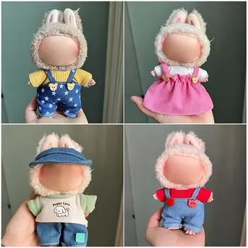 Комплект одежды для плюшевых игрушек 17 см, плюшевый виниловый Labubu, стильная одежда, спортивный костюм для отдыха, аксессуары для одежды Labubu