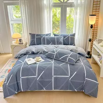 Комплект односпального одеяла из цельного хлопка, новый продукт, напечатанный, воздушный, простой, популярный в Европе и США, 220x240 48x74cm 2 pillowcase
