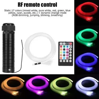 Комплект оптоволоконного освещения 12 В RGBW Светодиодное потолочное звездное освещение для приложения Bluetooth Музыкальные фестивали для вечеринок чёрный