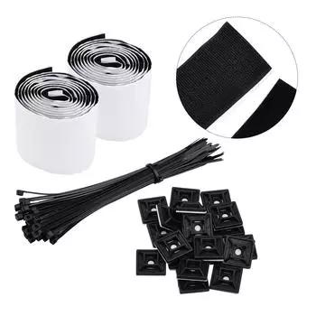 Комплект органайзера для педалборда. Самоклеящиеся ленты. Прочные липкие полоски для крепления на спине и регулируемые. чёрный