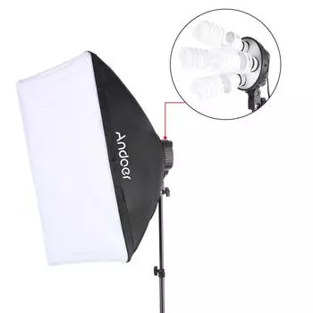 Комплект освещения Andoer Studio для фото и видео с лампой 12 * 45 Вт / цоколем для лампы 3 * 4 в 1 / 3 * софтбокс / 3 EU Plug