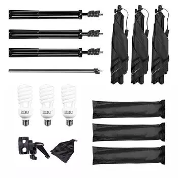 Комплект освещения для студийной фотографии Комплект освещения для софтбокса со светодиодной лампочкой мощностью 45 Вт * 3 Софтбокс 50x70 см * 3