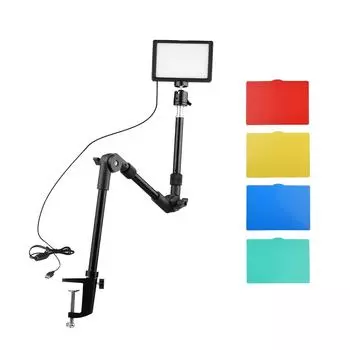 Комплект освещения для видеоконференций Andoer USB, включающий 1 * светодиодный светильник для видеосъемки 3200K-5600K с регулируемой яркостью + 1 *