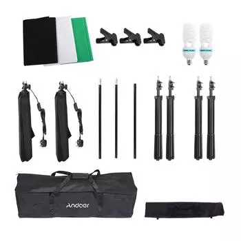 Комплект освещения софтбокса Andoer для фотосъемки со студийным фоном Продукт для портретной фотостудии