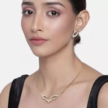 Комплект овальной цепочки Estele с позолоченными бриллиантами 24 карата и колье с кристаллами Austrain