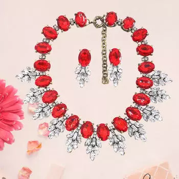 Комплект Ожерелье Серьги Биб Сплав Акрил Элегантный Заявление Свадебные Свадебные Ювелирные Изделия для красный