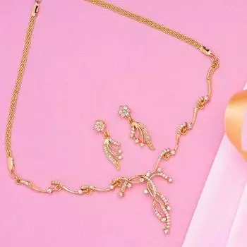 Комплект ожерелья-цепочки Estele из 24-каратного золота с американским бриллиантом в виде венка для женщин