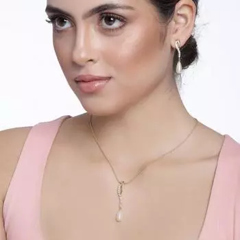 Комплект ожерелья-цепочки Estele с позолоченным жемчугом для женщин