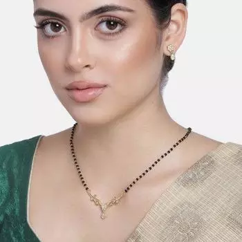 Комплект ожерелья Estele с позолоченным цветком и подвеской Mangalsutra для женщин