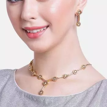 Комплект ожерелья Estele с позолотой 24 карата геометрической формы из австрийского кристалла для женщин