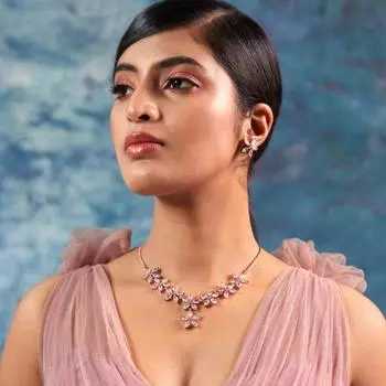 Комплект ожерелья Estele с розовым золотом и цирконами Marquise Star для женщин