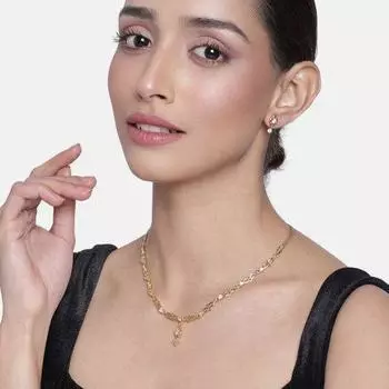 Комплект ожерелья Estele с золотым покрытием из американского бриллианта и цветка 24 карата для женщин