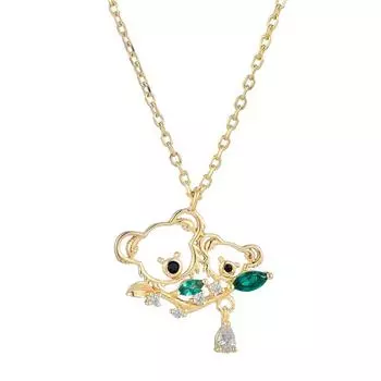 Комплект ожерелья и браслета «Коала» для родителей и детей, серия S925, серебряные позолоченные украшения 18CM