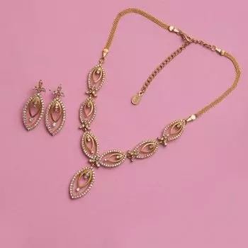 Комплект ожерелья из 24-каратного золота с кристаллами американских бриллиантов для женщин