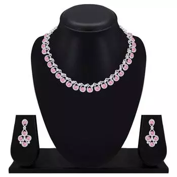 Комплект ожерелья из посеребренного сплава с серьгами для женщин