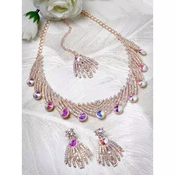 Комплект ожерелья-колье Sukkhi Spunky с покрытием из розового золота и радужными камнями для женщин