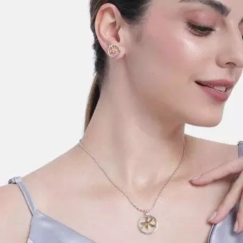 Комплект ожерелья с китайским астрологическим символом «Вода» Estele, позолоченное и родиевое покрытие, для женщин