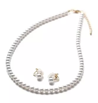 Комплект ожерелий Baby Pearl с жемчугом Grand Premium, 44 см, комплект серег White x Gold [VOTRE COUTURE]