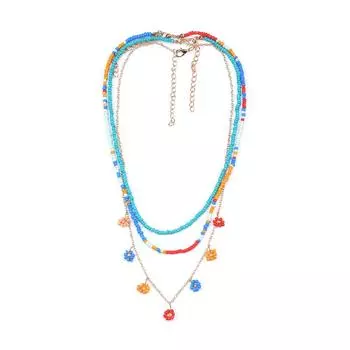 Комплект ожерелий ручной работы из бисера и цветов в стиле бохо, украшение в стиле морского отдыха