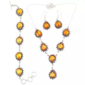 Комплект ожерелий с драгоценными камнями из цитрина и кварца для друзей 18-20 дюймов