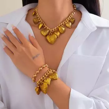 Комплект ожерелий с подвесками в стиле панк-любви в европейском и американском стиле - ювелирные изделия с пересечением границ bracelet 5574 золотой