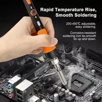 Комплект паяльника, 60 Вт интеллектуальная паяльная ручка с керамическим нагревателем, набор для пайки 12 в 1 EU Plug синий