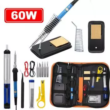 Комплект паяльника 60 Вт, сварочные утюги для электроники, инструменты для пайки, регулируемая температура, 220 В, 110 В, паяльная станция, насос для распайки US Plug & 110V