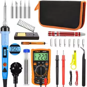 Комплект паяльника для электроники 80 Вт, цифровой паяльник с ЖК-дисплеем, ручка, сварочный инструмент с регулируемой температурой 80W & US Plug