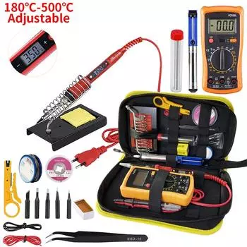 Комплект паяльника JCD с цифровым мультиметром, регулируемая температура 220 В 80 Вт, ЖК-дисплей, сварочные инструменты, керамический нагреватель, паяльные наконечники