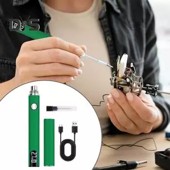 Комплект паяльника с цифровым дисплеем, регулируемой температурой, портативный, легкий, перезаряжаемый, набор для паяльника зелёный