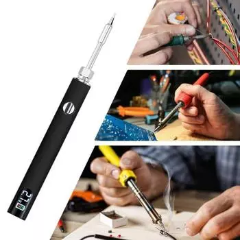 Комплект паяльника USB-зарядка в виде ручки, электрический, регулируемая температура, компактный портативный паяльник фиолетовый