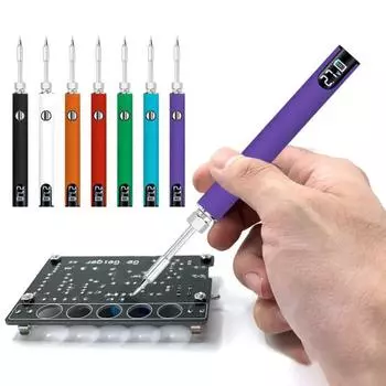 Комплект паяльника USB-зарядка в виде ручки, электрический, регулируемая температура, компактный портативный паяльник фиолетовый