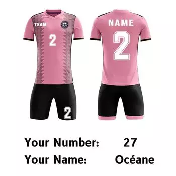 Комплект персонализированных рубашек для мужчин и девочек с именем и номером, футбольные майки на заказ для мальчиков, тренировочный костюм One Size розовый
