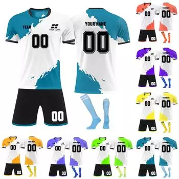 Комплект персонализированных рубашек для мужчин и девочек с именем и номером, футбольные майки на заказ для мальчиков, тренировочный костюм M синий