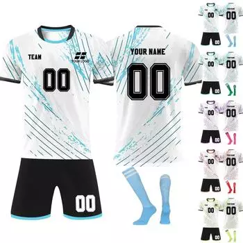 Комплект персонализированных рубашек для мужчин и девочек с именем и номером, футбольные майки на заказ для мальчиков, тренировочный костюм 22