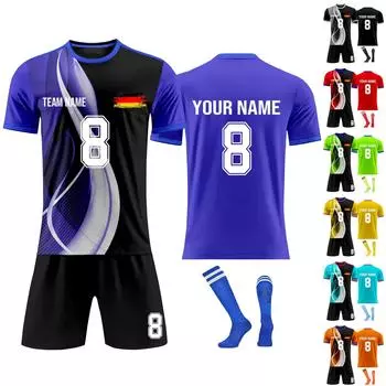 Комплект персонализированных рубашек для мужчин и девочек с именем и номером, футбольные майки на заказ для мальчиков, тренировочный костюм 26 синий