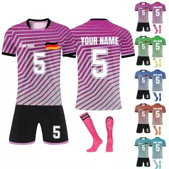 Комплект персонализированных рубашек для мужчин и девочек с именем и номером, футбольные майки на заказ для мальчиков, тренировочный костюм 24 синий