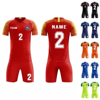 Комплект персонализированных рубашек для мужчин и девочек с именем и номером, футбольные майки на заказ для мальчиков, тренировочный костюм 4XL красный