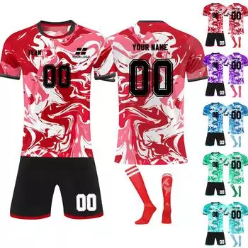 Комплект персонализированных рубашек для мужчин и девочек с именем и номером, футбольные майки на заказ для мальчиков, тренировочный костюм L красный