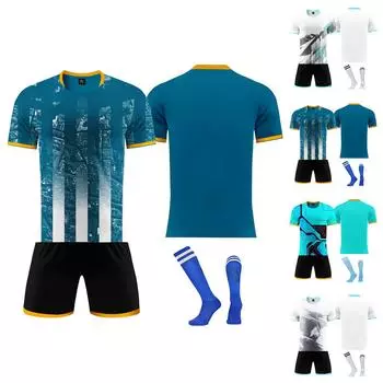 Комплект персонализированных рубашек для мужчин и девочек с именем и номером, футбольные майки на заказ для мальчиков, тренировочный костюм 20 синий