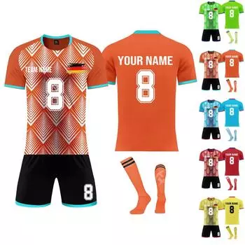 Комплект персонализированных рубашек для мужчин и девочек с именем и номером, футбольные майки на заказ для мальчиков, тренировочный костюм 16 оранжевый
