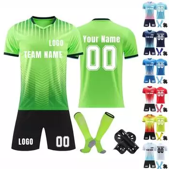 Комплект персонализированных рубашек для мужчин и девочек с именем и номером, футбольные майки на заказ для мальчиков, тренировочный костюм L синий