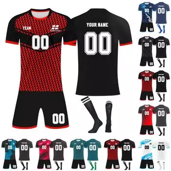 Комплект персонализированных рубашек для мужчин и девочек с именем и номером, футбольные майки на заказ для мальчиков, тренировочный костюм 16 чёрный