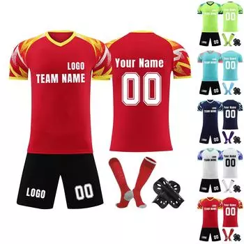 Комплект персонализированных рубашек для мужчин и девочек с именем и номером, футбольные майки на заказ для мальчиков, тренировочный костюм L синий